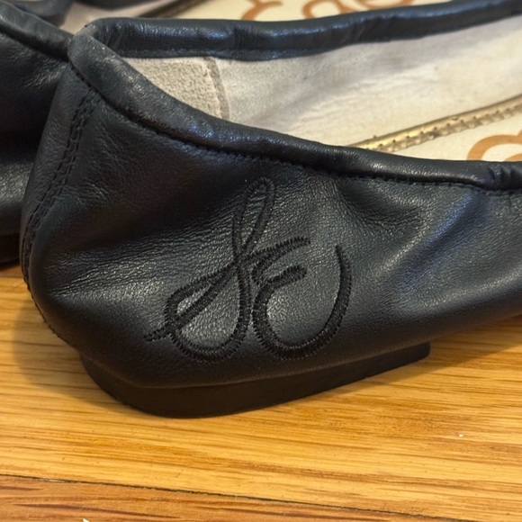 SAM EDELMAN Black Leather Ballet Flats Loafers Shoes Size 9.5 9 1/2 Casual Work - Picture 10 of 10